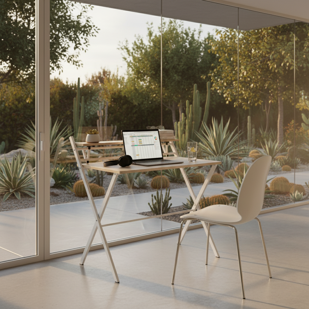 Compás de Trabajo | Escritorio Plegable con Estante