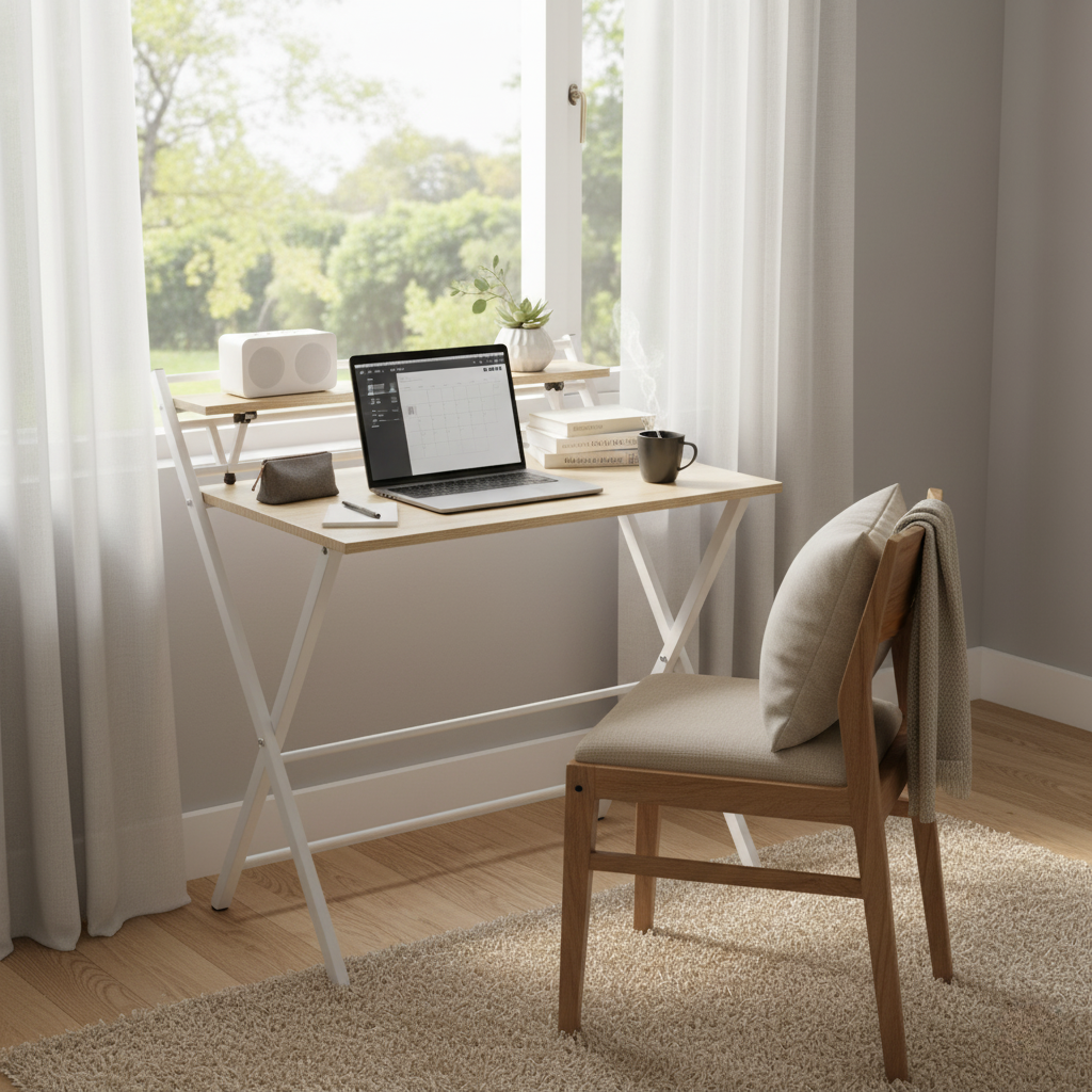 Compás de Trabajo | Escritorio Plegable con Estante