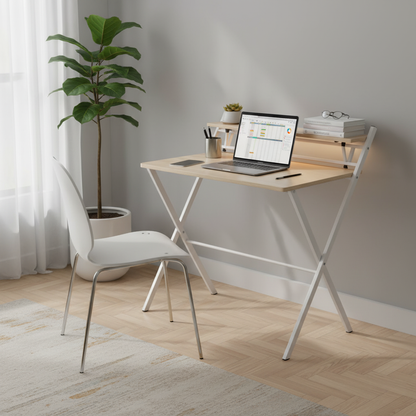Escritorio Plegable con Estante | Compacto y Desmontable